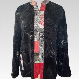 Chico's Black and Red Patterned Blazer